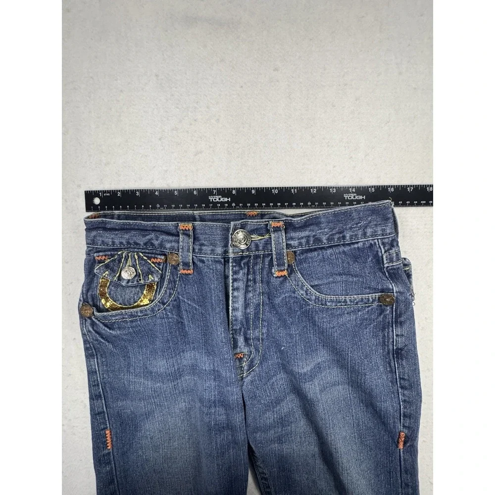 Y2K True Religion Joey SuperT Woman's 30/33 Jean Distressed/Missing Back Buttons